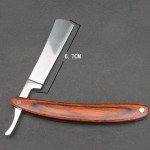 Barber razor for haircut / shaving, wooden handle, light brown color